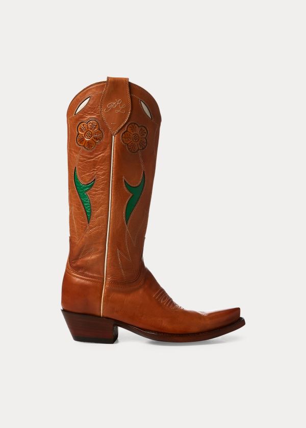 Cowboy Boots Polo Ralph Lauren Mujer Marrom - Selene Leather - SPQUZ4206